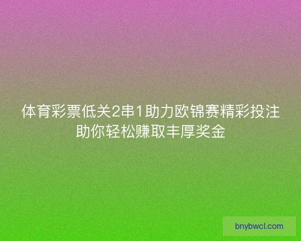 体育彩票低关2串1助力欧锦赛精彩投注助你轻松赚取丰厚奖金